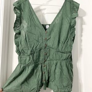 NWOT Old Navy Top Shirt Blouse Green Buttons Tank